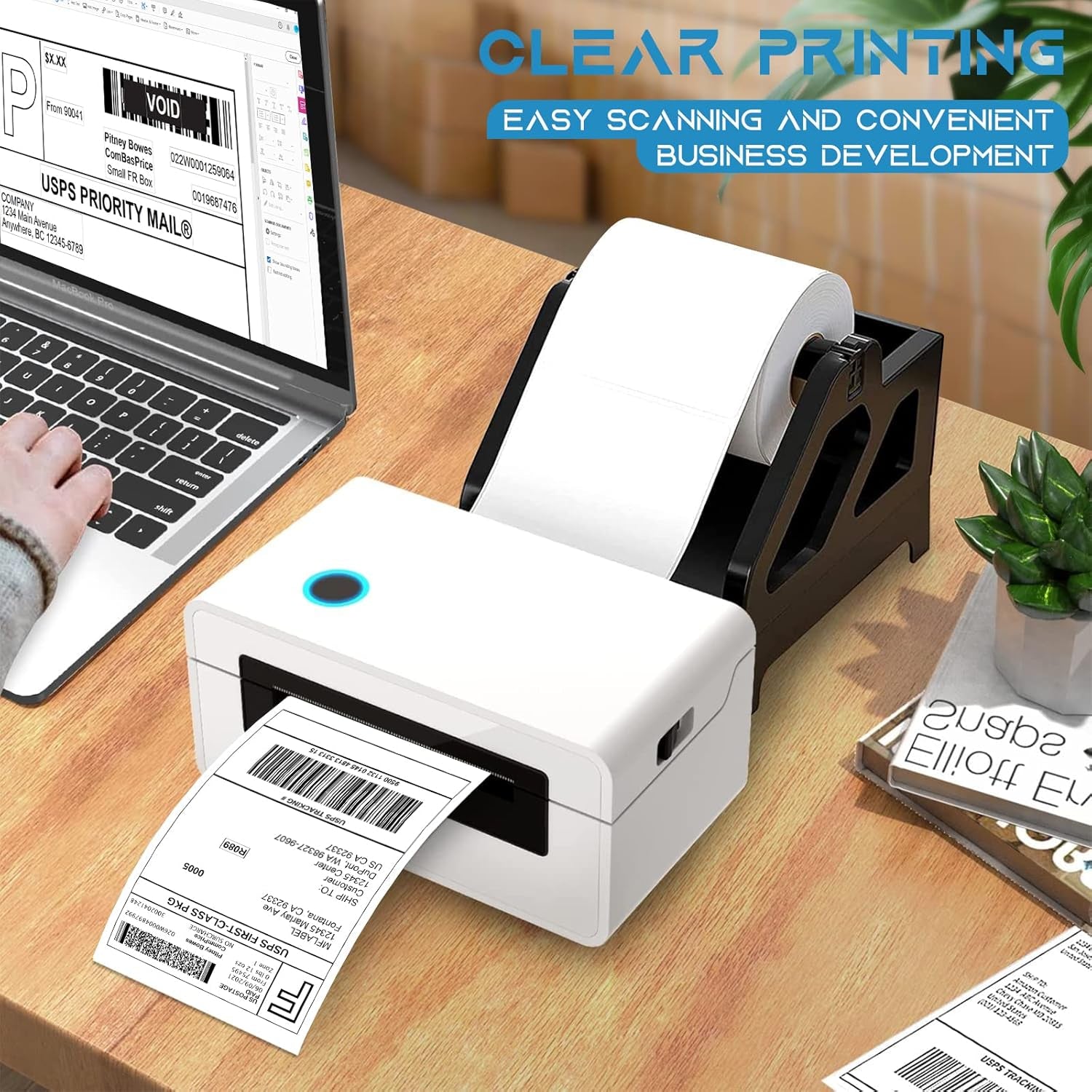 4X6 Thermal Shipping Labels - 2 Rolls of 250, Perforated & Smudge-Proof Direct Thermal Labels Compatible with Rollo, Zebra, for Amazon UPS Fedex Shopify