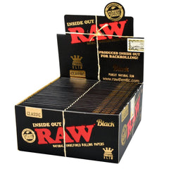RAW Black Classic Inside Out Rolling Papers | King Size Slim | 50pk Display - Discreet Smoker