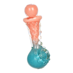 Pastel Ombre Textured Glass Hand Pipe w/ Marbles - Discreet Smoker