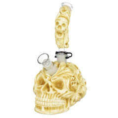 Skull Pile Sugar Skull Glass Water Pipe - 9.5" / 19mm F - Discreet Smoker