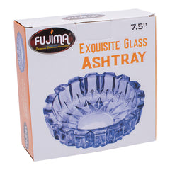 Fujima Exquisite Gem-cut Glass Ashtray - Blue / 7.5" - Discreet Smoker