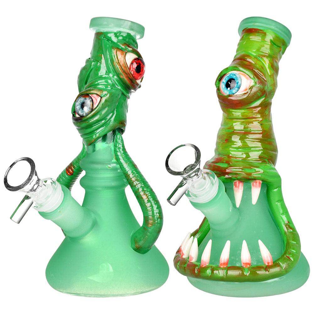 Bleary Eyed Beastie 3D Painted Beaker Water Pipe - 7.5" / Styles Vary - Discreet Smoker