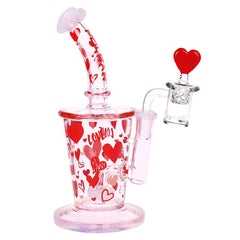 Pulsar Valentine's Love Hearts Glass Dab Rig Set - 8.5" / 14mm F - Discreet Smoker