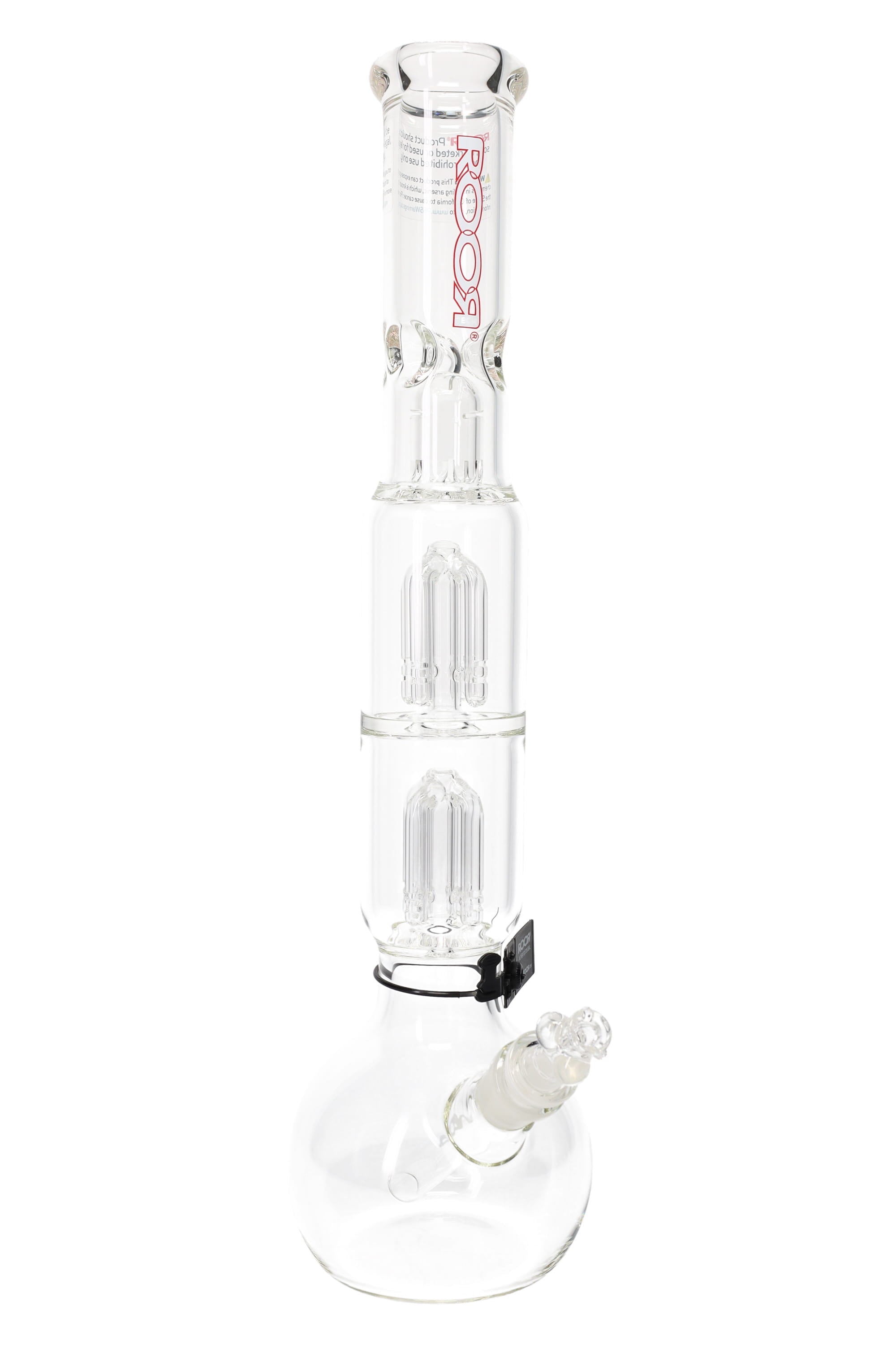 ROOR Tech 17″ Bubble-Base Bong with Dual Tree Percs – 5 mm – Assorted Decals - Discreet Smoker