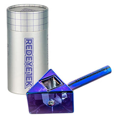 Red Eye Tek Terminator Finish Infinity Bowl Triangle Glass Hand Pipe | 4.5" - Discreet Smoker