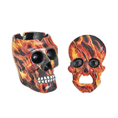 SKULL ASHTRAY AND OPENER SET - flame design - Discreet Smoker