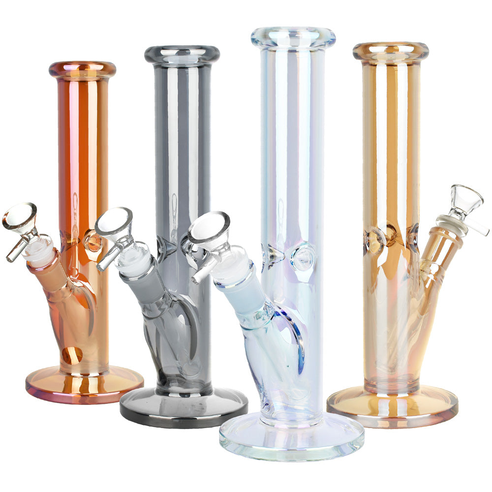 Infinite Splendor Glass Straight Tube Water Pipe Bong - 9.75" / 14mm F / Colors Vary - Discreet Smoker