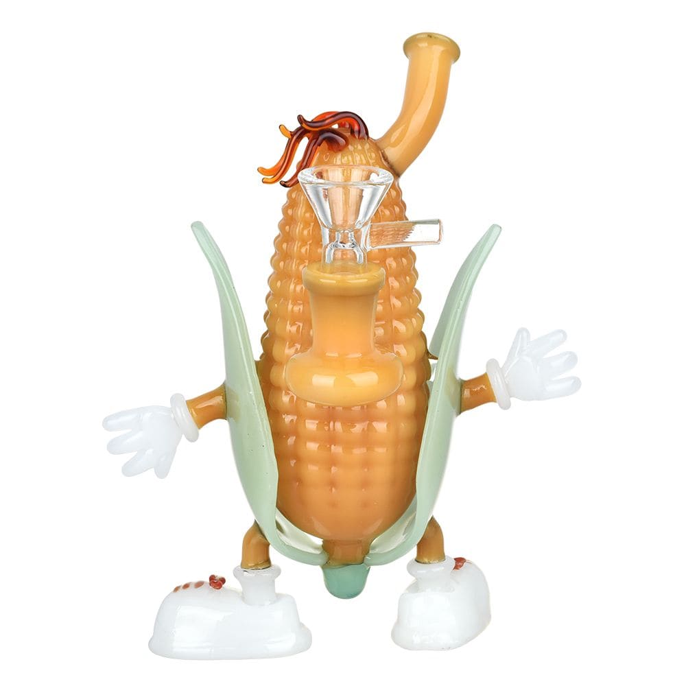 Red Headed Corn Child Glass Water Pipe - 7" / 14mm F - Discreet Smoker