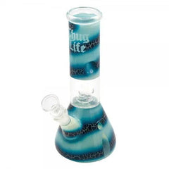 Thug Life | 8" Blue Ocean Swirl Water Pipe - Discreet Smoker