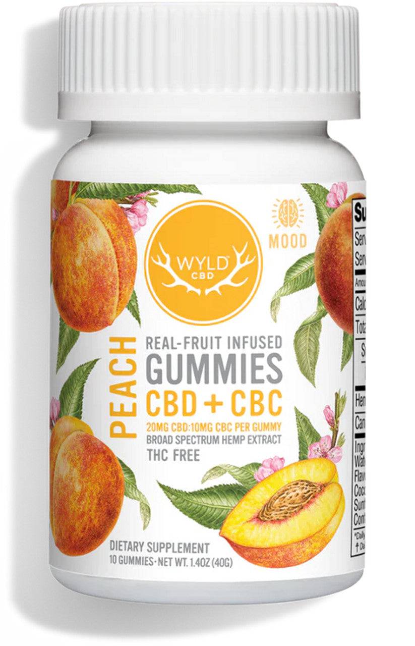 WYLD Real Fruit Infused CBD + CBC Gummies Peach (60MG -1200MG) - Discreet Smoker