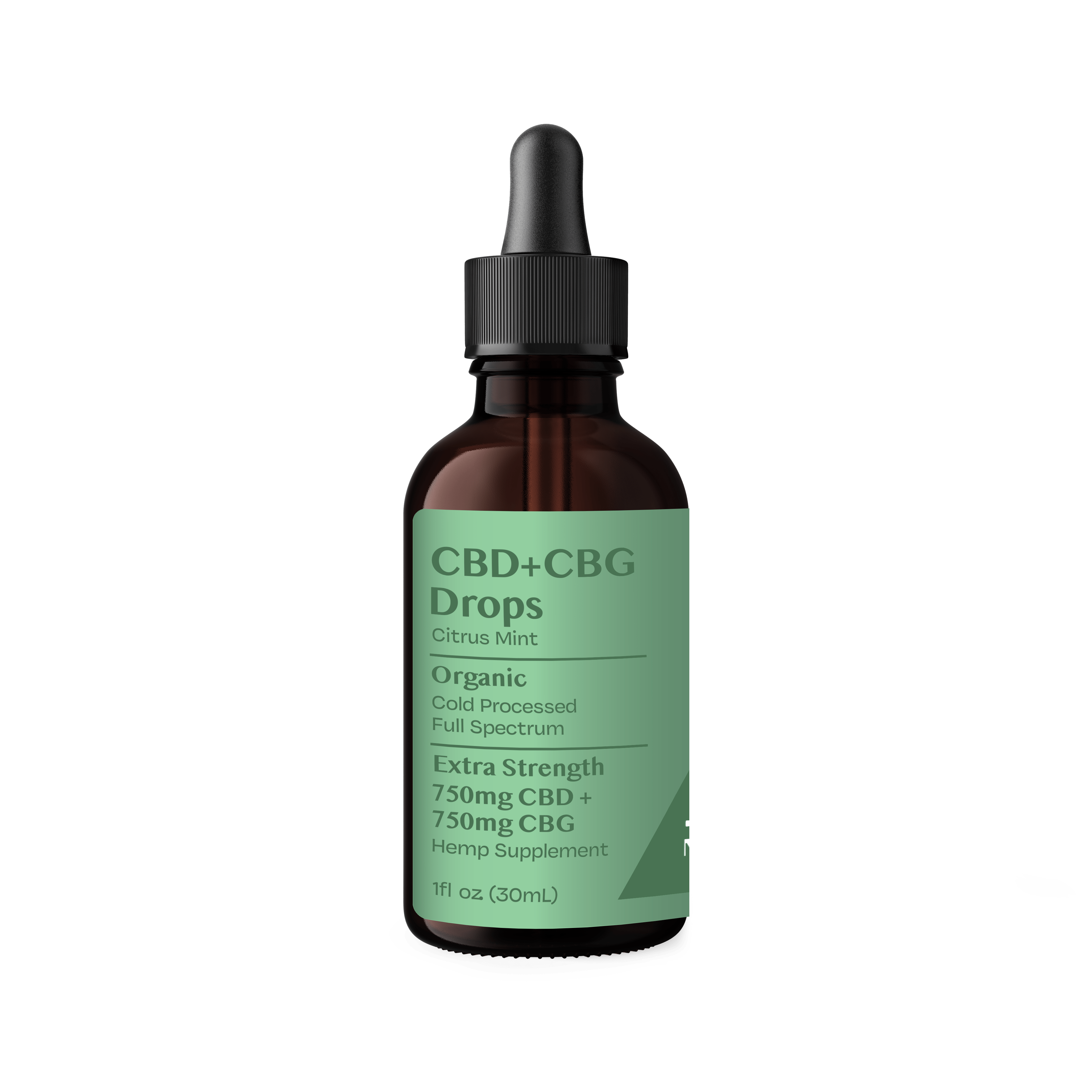 Organic CBG+CBD Drops Citrus Mint - Extra Strength 750mg+750mg - Discreet Smoker