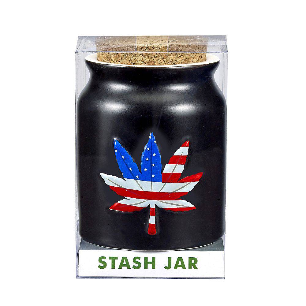 Patriotic embossed leaf stash jar - Discreet Smoker