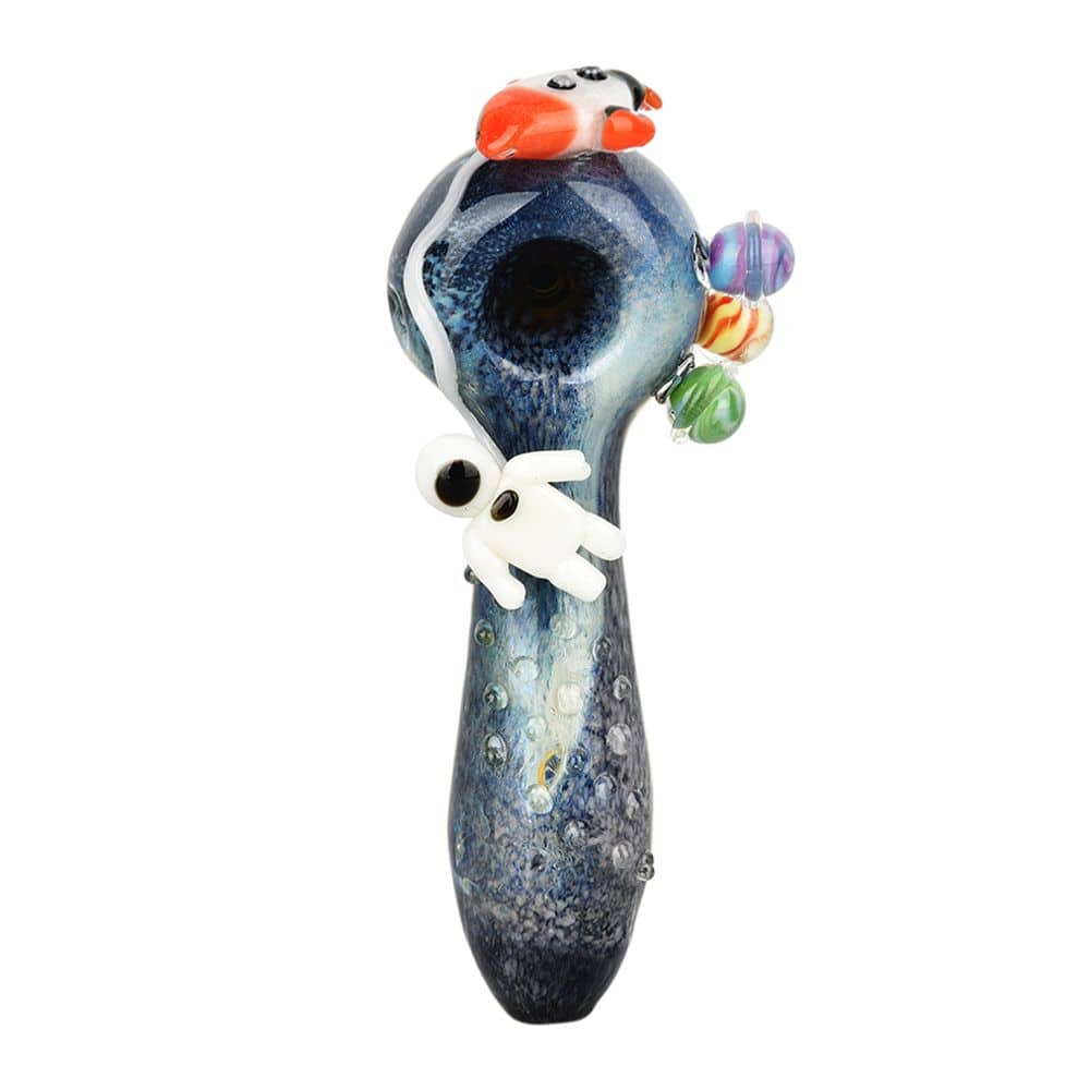 Empire Glassworks Glow In The Dark Spoon Pipe - 4.25" / Galactic - Discreet Smoker