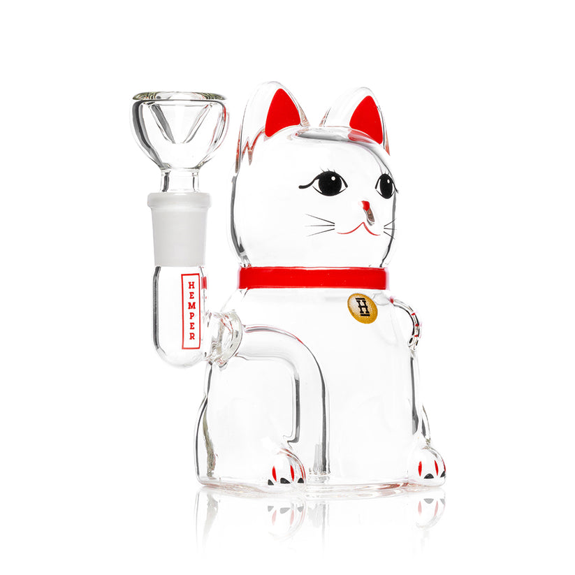 Hemper Lucky Money Cat Glass Bong – 5″ - Discreet Smoker