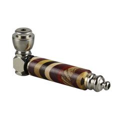 Rainbow Wood & Stainless Steel Hand Pipe - Discreet Smoker