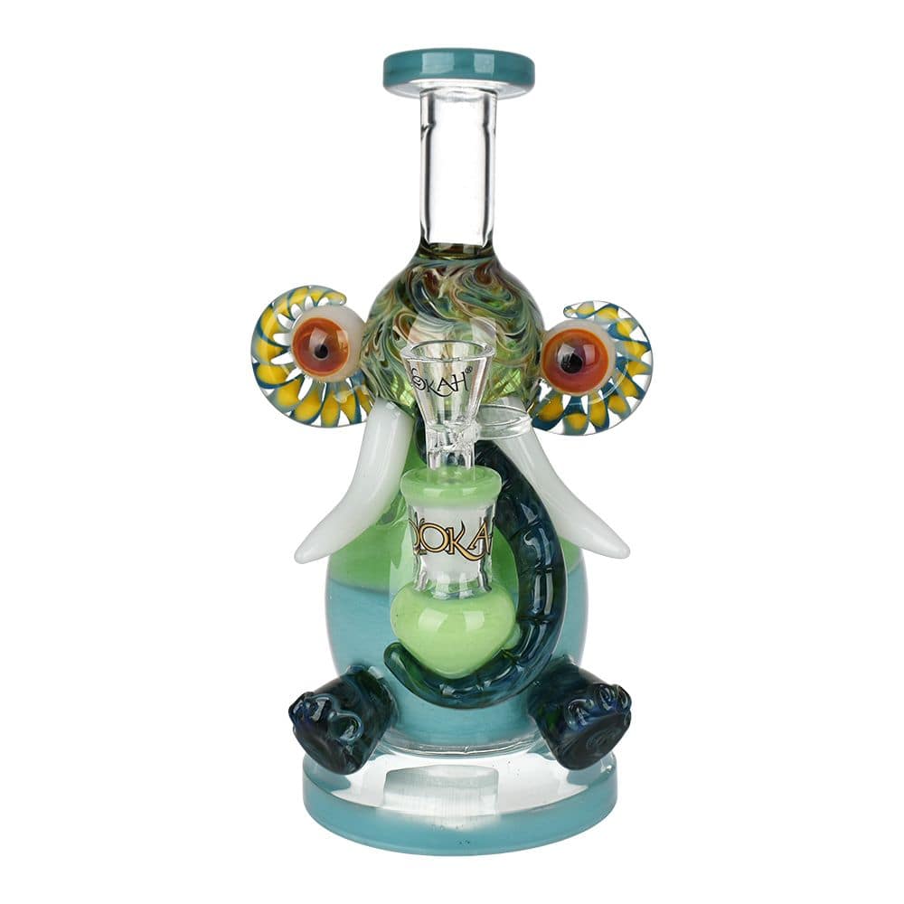 Lookah Glass Elephant Water Pipe - 8" / 14mm F / Colors Vary - Discreet Smoker