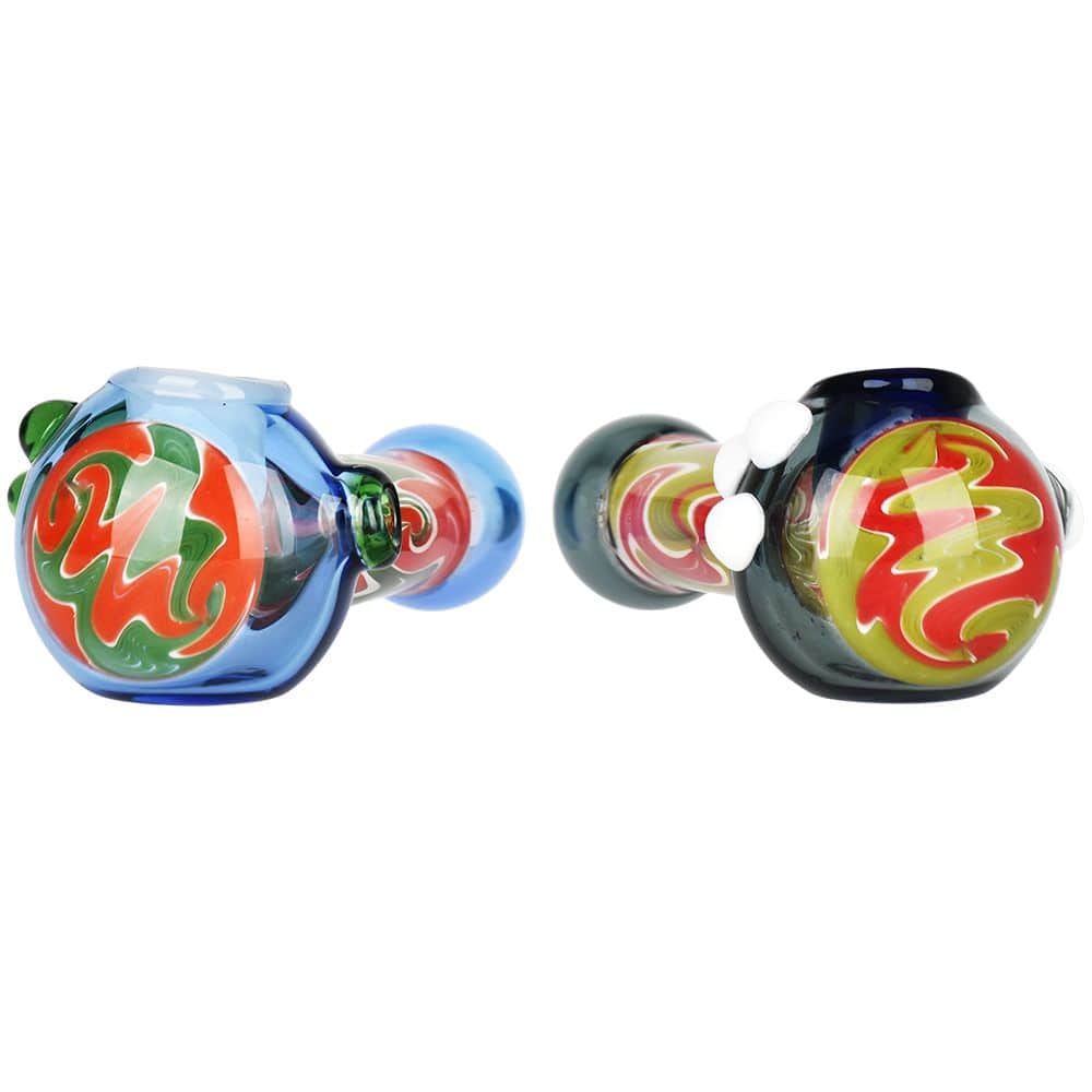 Unified Reality Wig Wag Glass Spoon Pipe - 4.75" / Colors Vary - Discreet Smoker