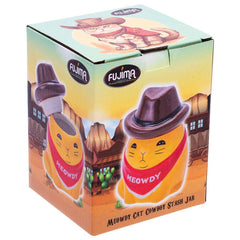 Fujima Meowdy Cat Cowboy Ceramic Stash Jar - 4.5" - Discreet Smoker