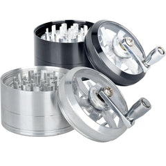Piranha RETRO Clear Crank Top Aluminum Grinder | 4pc | 2.5" - Discreet Smoker