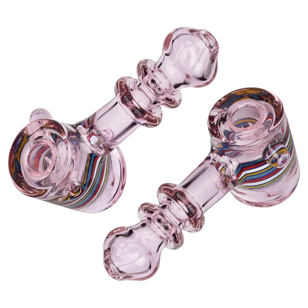 Slime Marble Striped Hammer Glass Hand Pipe - 4.75" - Discreet Smoker
