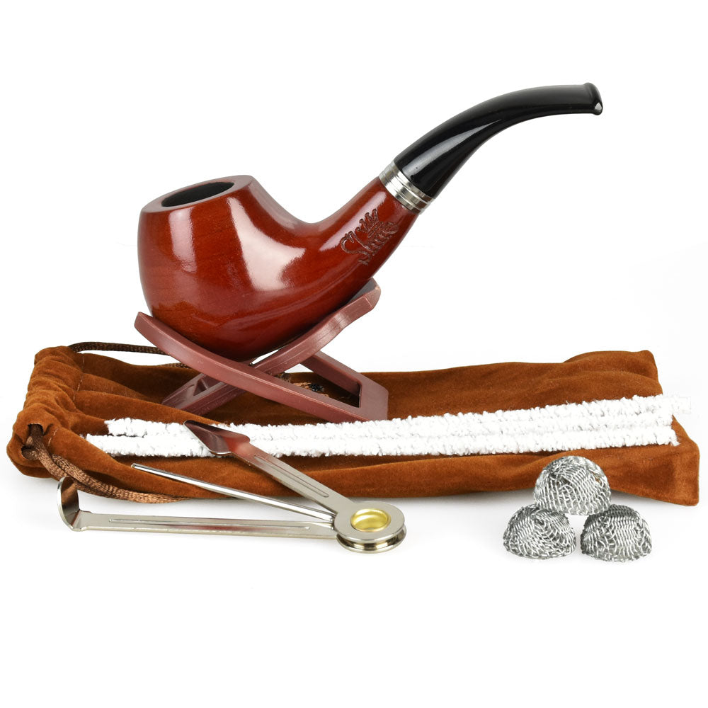Pulsar Shire Pipes Bent Apple Cherry Wood Tobacco Pipe - Discreet Smoker