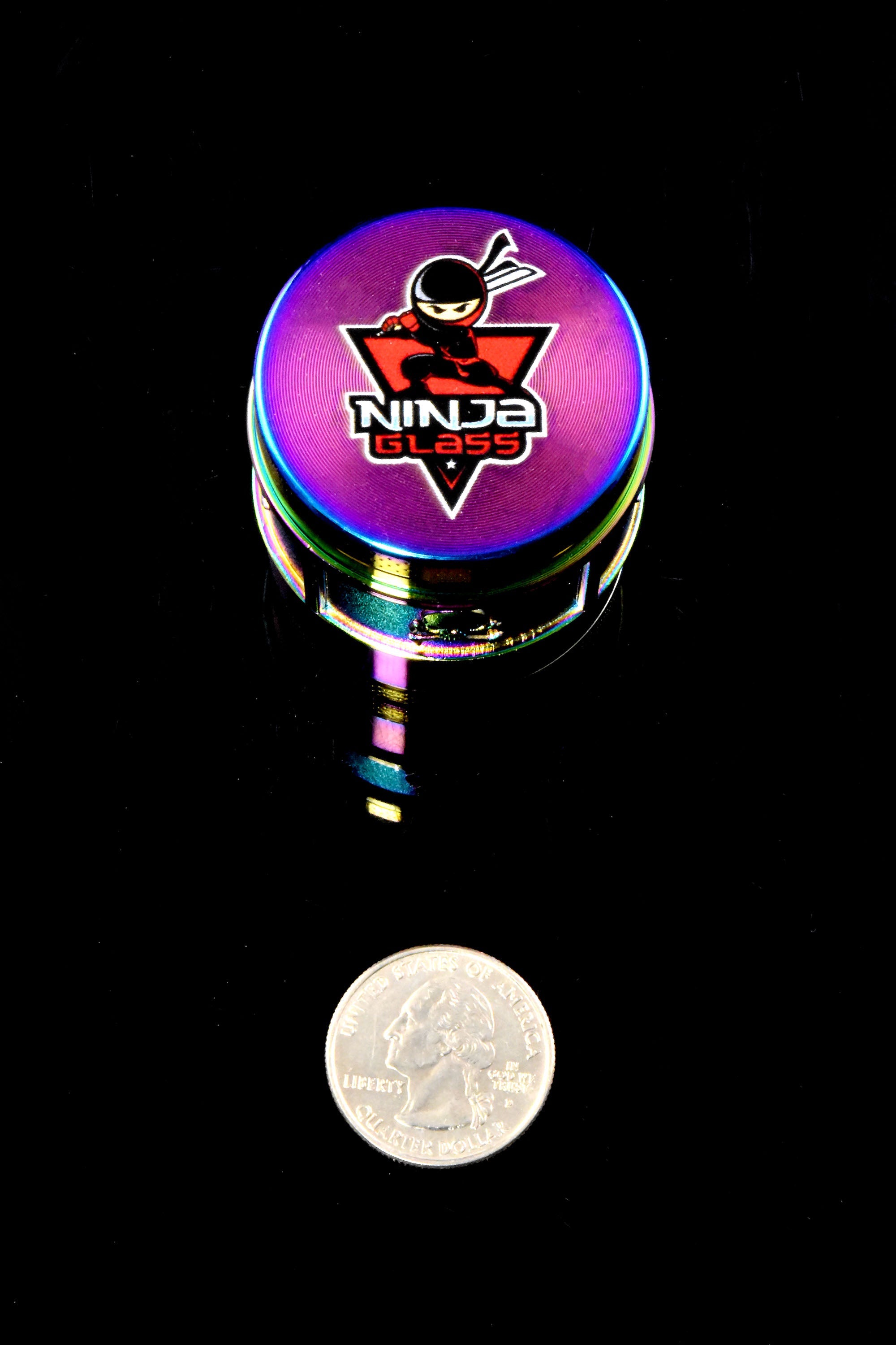 Ninja Glass Rainbow 4-Part Metal Herb Grinder – 1½″ - Discreet Smoker