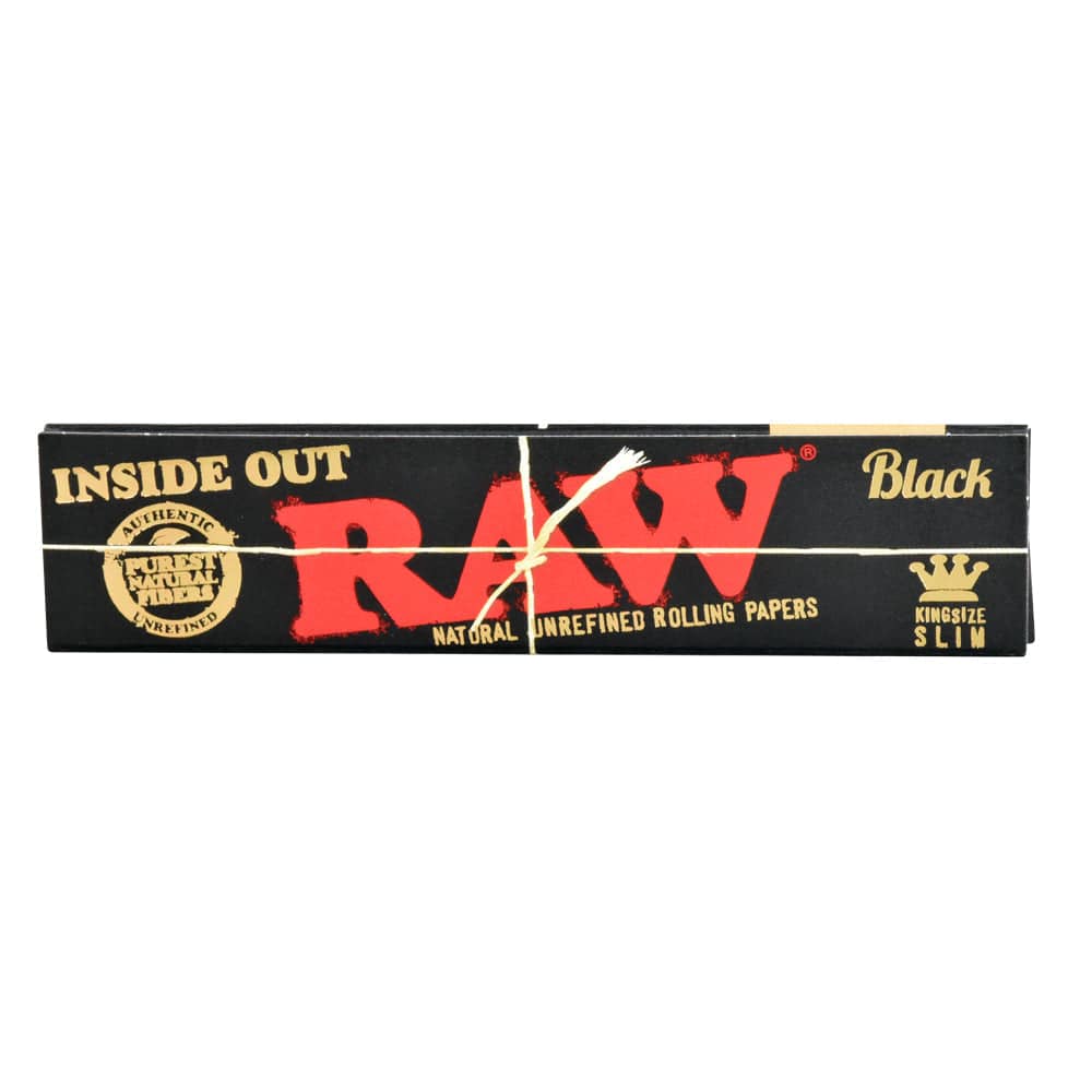 RAW Black Classic Inside Out Rolling Papers | King Size Slim | 50pk Display - Discreet Smoker