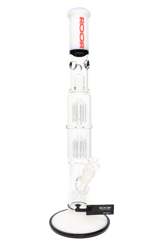 ROOR Tech 17" Multicolor Straight Tube – Double Tree Percs, Ice Pinch, Glass-on-Glass - Discreet Smoker