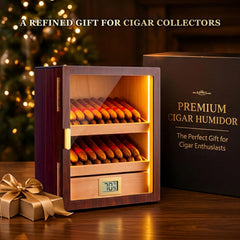 60-100 Count Cigar Humidor Cabinet with LED and Digital Hygrometer