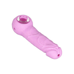 Dick Energy Silicone Hand Pipe w/ Glass Bowl - 5.25" / Colors Vary - Discreet Smoker