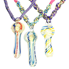 Glass Novelty Mushroom-Shaped Pipe Pendant on Hemp Necklace - Discreet Smoker