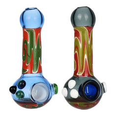 Unified Reality Wig Wag Glass Spoon Pipe - 4.75" / Colors Vary - Discreet Smoker
