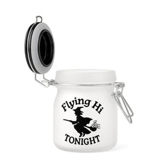 FLYING HI TONIGHT FROSTED GLASS STASH JAR WITH CLAMP LID - Discreet Smoker