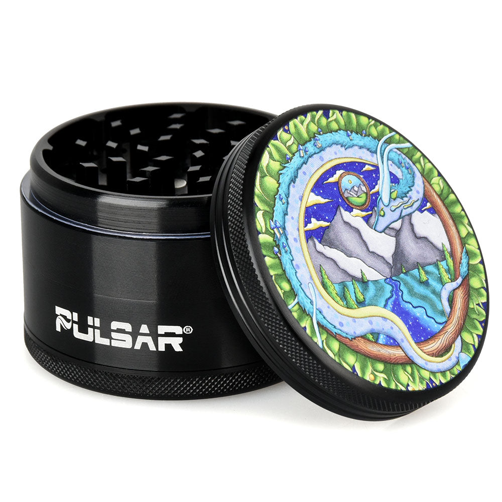 Pulsar Artist Series Metal Grinder - Remembering Dragon / 4pc / 2.5" - Discreet Smoker