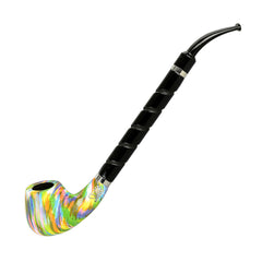 Pulsar Shire Pipes The Twister | Bent Brandy Spiral Stem Rainbow Wood Pipe - Discreet Smoker