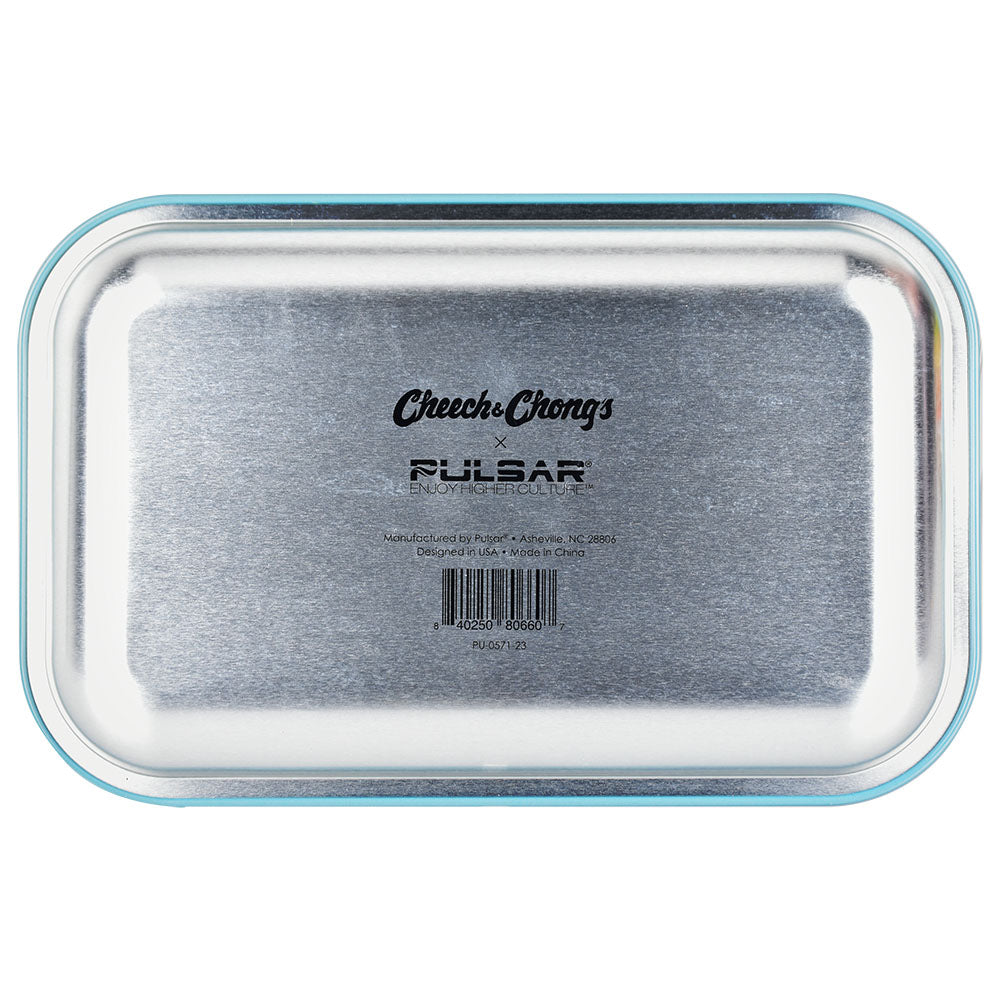 Cheech & Chong x Pulsar Metal Rolling Tray - Yellow Logo / 11" x 7" - Discreet Smoker