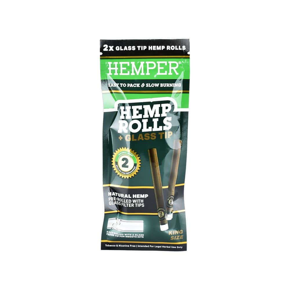 Hemper Hemp Rolls + Glass Tips | 12pk Display - Discreet Smoker
