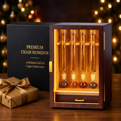 Cigar Flavoring Humidor, 4-Count, Spanish Cedar and Glass Tube Gift