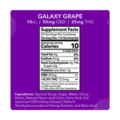 MDRN MOOD Galaxy Grape Gummies - 50mg CBD / 25mg THC (10ct) - Discreet Smoker
