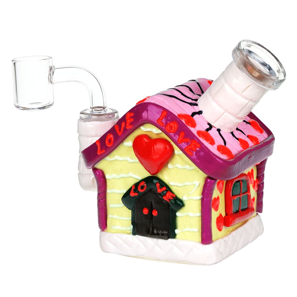 Valentine's Love Shack Resin Sculpted Glass Dab Rig - 4.5" / 14mm F - Discreet Smoker