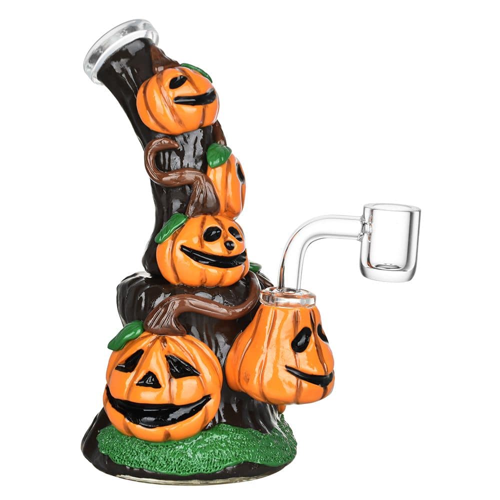 Piled Up Pumpkin Patch Enamel on Glass Dab Rig - 7" / 14mm F - Discreet Smoker