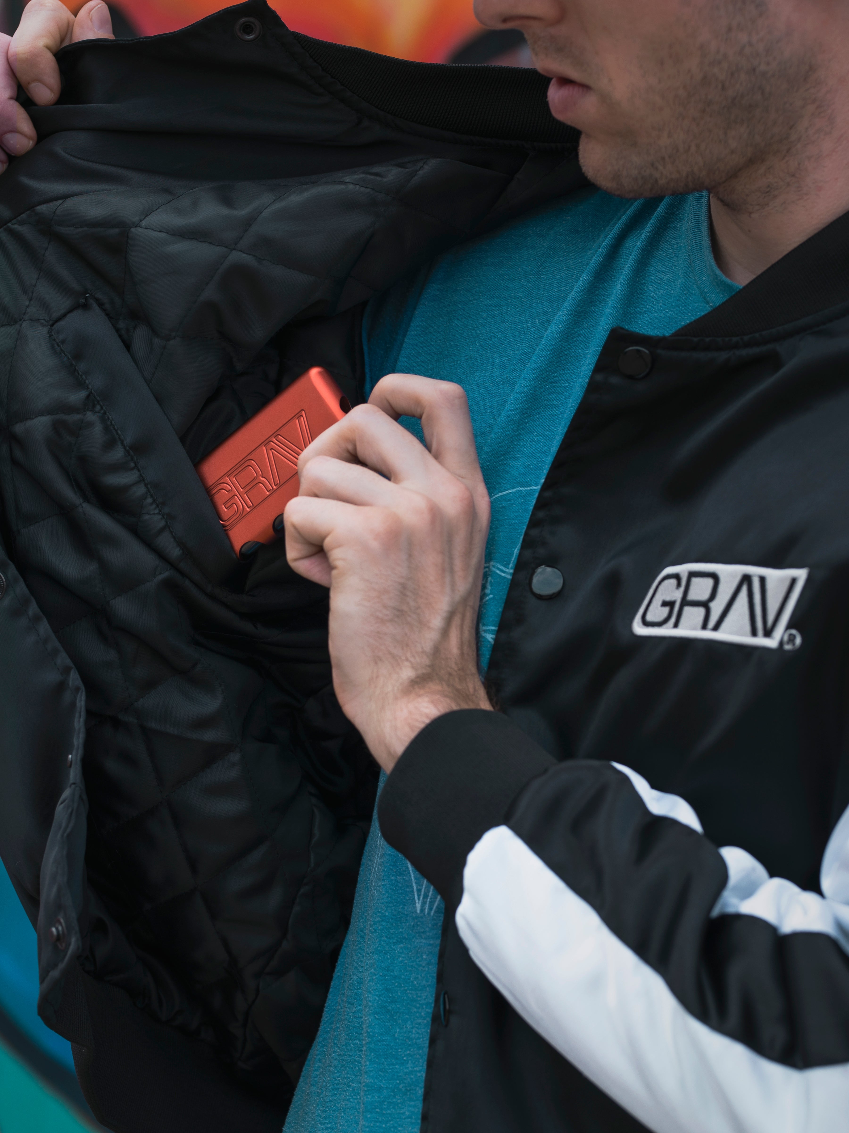 GRAV® Satin Bomber Jacket - Discreet Smoker