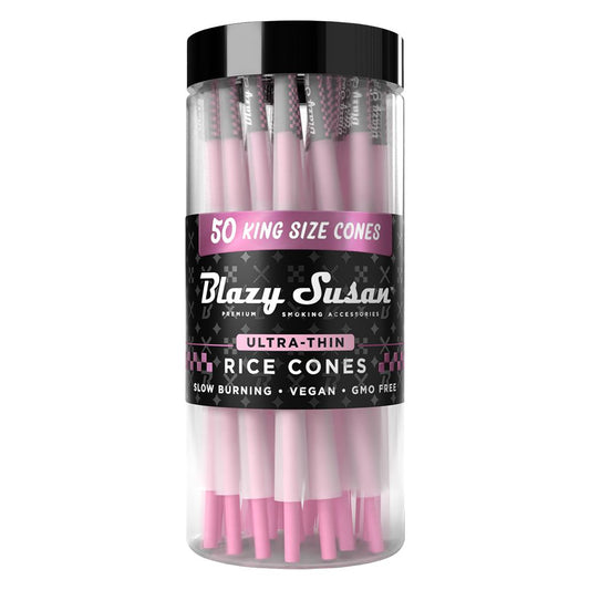 Blazy Susan Ultra Thin Rice Pre-Rolled Cones | 50ct Jar - Discreet Smoker