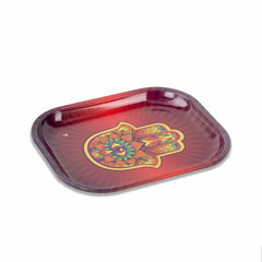 Hamsa Red Metal Tray - Discreet Smoker