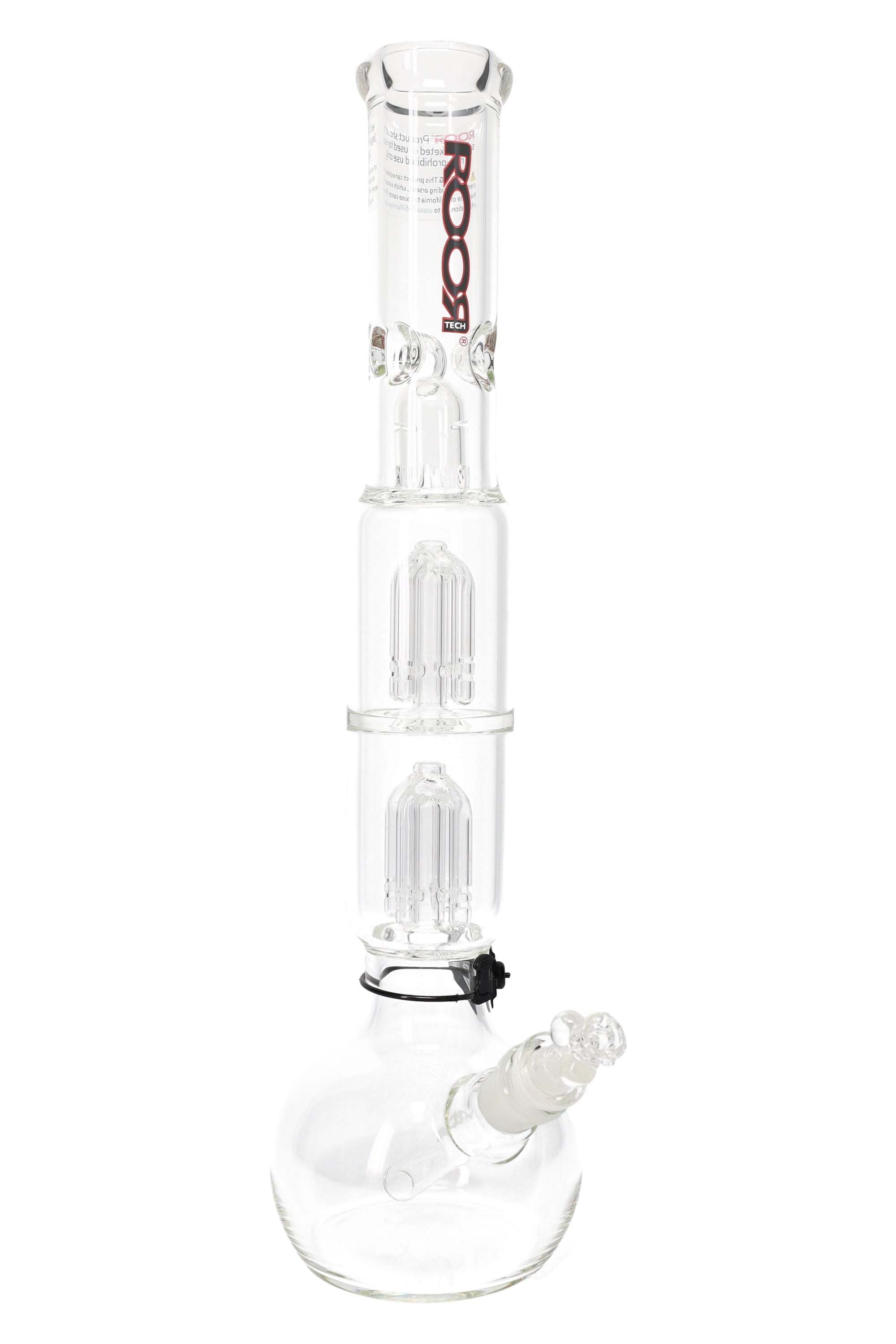 ROOR Tech 17″ Bubble-Base Bong with Dual Tree Percs – 5 mm – Assorted Decals - Discreet Smoker