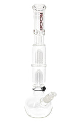 ROOR Tech 17″ Bubble-Base Bong with Dual Tree Percs – 5 mm – Assorted Decals - Discreet Smoker