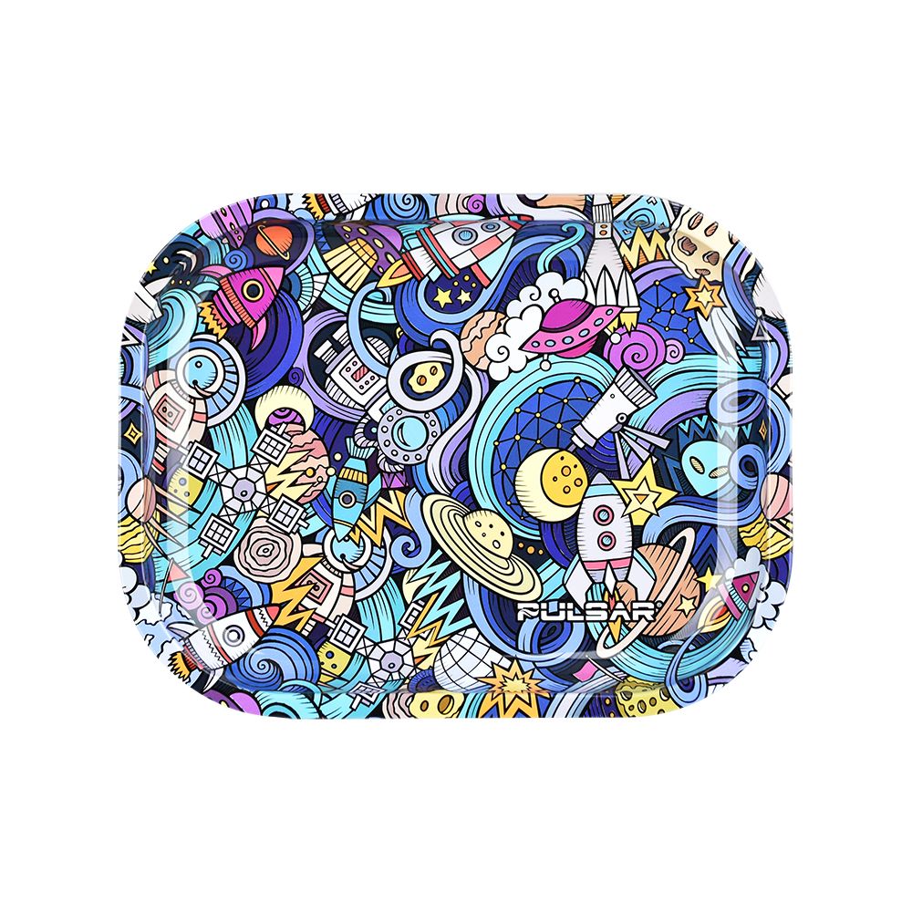 Pulsar Mini Metal Rolling Tray - Space Junk / 7"x5.5" - Discreet Smoker