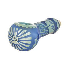 Milkyway Buddha Sandblasted Glass Spoon Pipe | 4.5" - Discreet Smoker