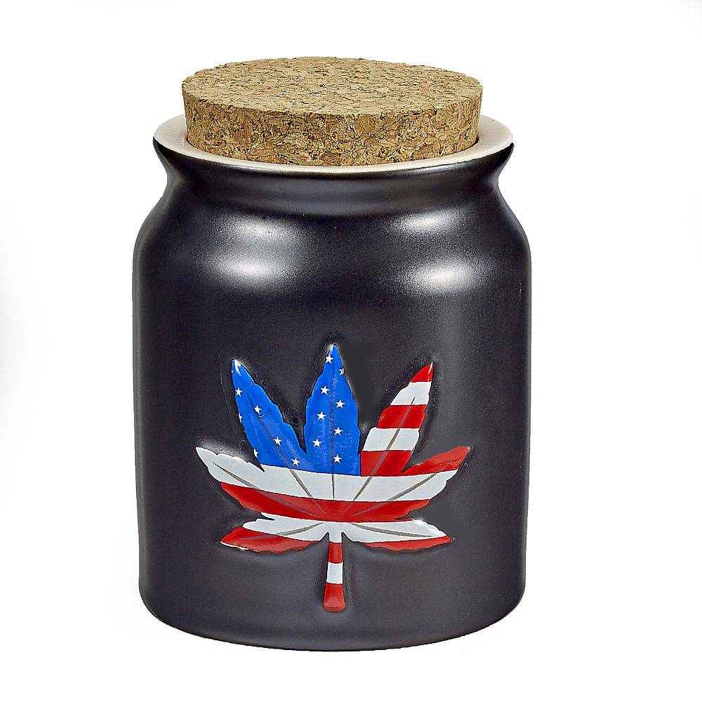 Patriotic embossed leaf stash jar - Discreet Smoker