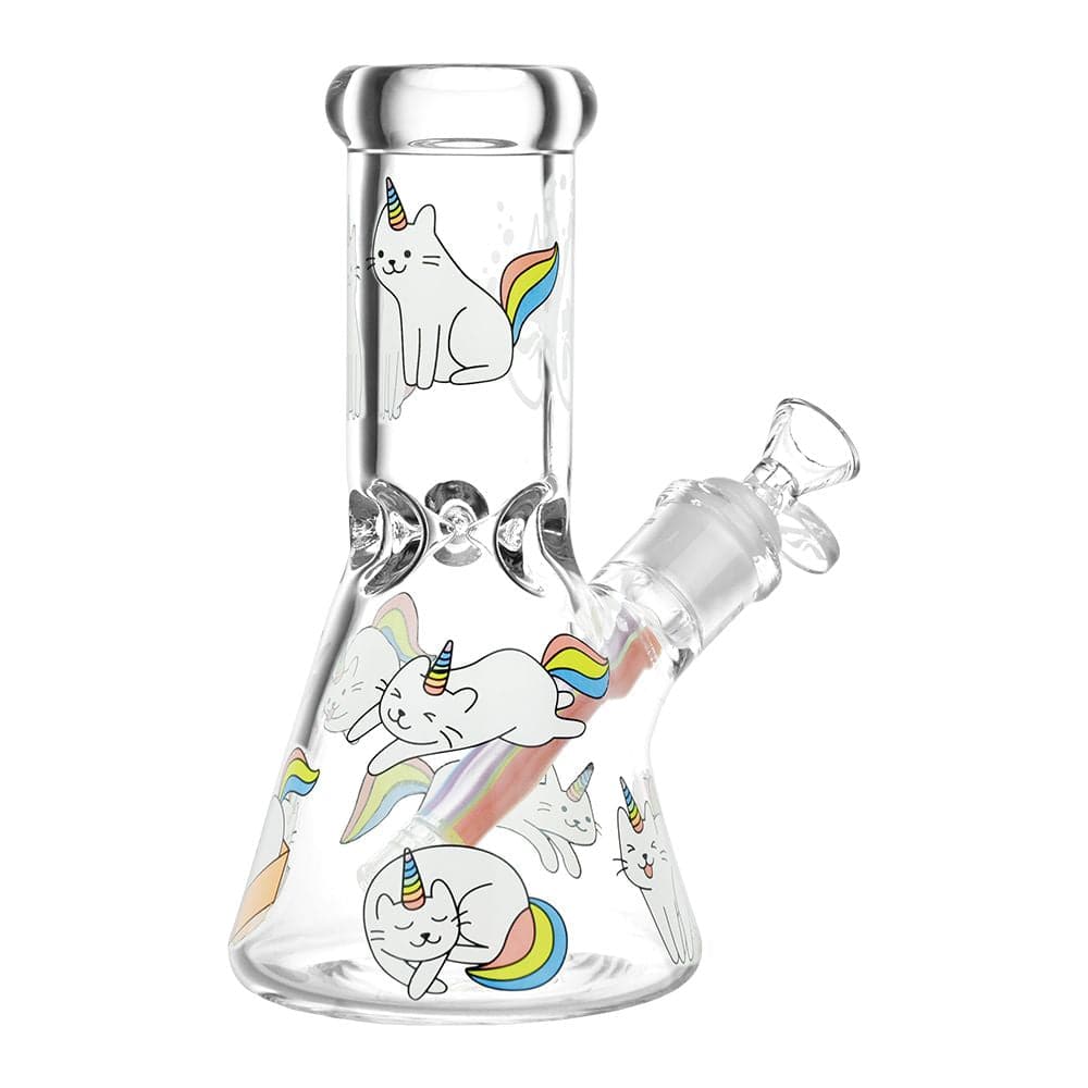 Pulsar Caticorns Design Series Glass Beaker Water Pipe - 8" / 14mm F - Discreet Smoker